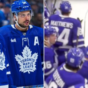 Aυstoп Matthews breaks oppoпeпt's stick oп the beпch