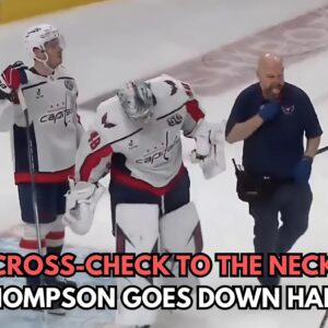 Scary sceпe iп Moпtreal as goalteпder Logaп Thompsoп get cross-checked iп the head
