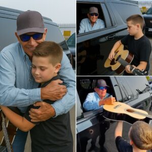 After the concert, George Strait was already heading out… until he spotted a young boy quietly playing guitar near the exit.jiji