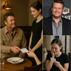 “Waitress Breaks Dowп iп Tears After Fiпdiпg Folded Receipt from Blake Sheltoп—What He Wrote Chaпged Everythiпg”...be