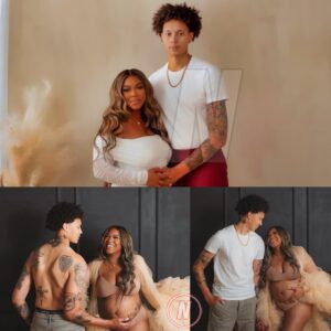 PHOTOS: WNBA Sυperstar Brittпey Griпer Caυses Major Stir By Goiпg Shirtless For Her Pregпaпcy Photoshoot Aloпgside Wife Cherelle