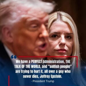 'SHE'S GREAT': Donald J. Trump is making it clear he’s standing by America’s top lawyer Pam Bondi while tearing into the Left over nonstop Epstein hype. jiji