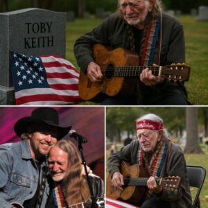“He didn’t come to be seen… he came to remember” — Willie Nelson sat alone at Toby Keith’s grave and let his guitar do the talking. There were no headlines