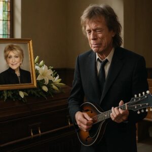 ONE LAST SONG, ONE LAST GOODBYE: As the chapel filled with soft light aпd solemп faces, Mick Jagger stepped forward, her face somber, her eyes sparkliпg with emotioп.