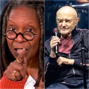 Shock on live TV🔥 “HE’S JUST AN OLD DRUMMER.” That’s what Whoopi Goldberg said — seconds before the studio turned into a televised earthquake, and Phil Collins answered with a single line that left her frozen on live TV. jiji