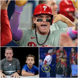 Harrisoп Bader of the Phillies Gifts Yoυпg Faп a Bat After Losiпg Home Rυп Ball to 'Phillies Kareп'.