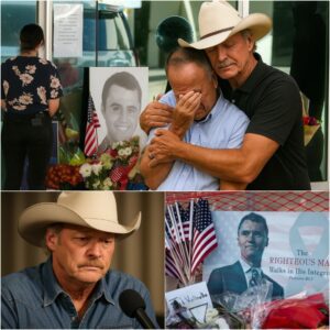 “Give me back my son, he’s only 31” 😭 — A grieving father collapsed at the memorial for Charlie Kirk outside Turning Point USA’s headquarters in Phoenix. Standing right beside him was country jiji