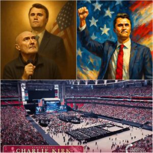 💔 “When Phil Collins came to honor Charlie Kirk, the entire stadium erupted in emotion. The legendary musician — known for his iconic voice and timeless ballads — was suddenly fighting back tears. jiji