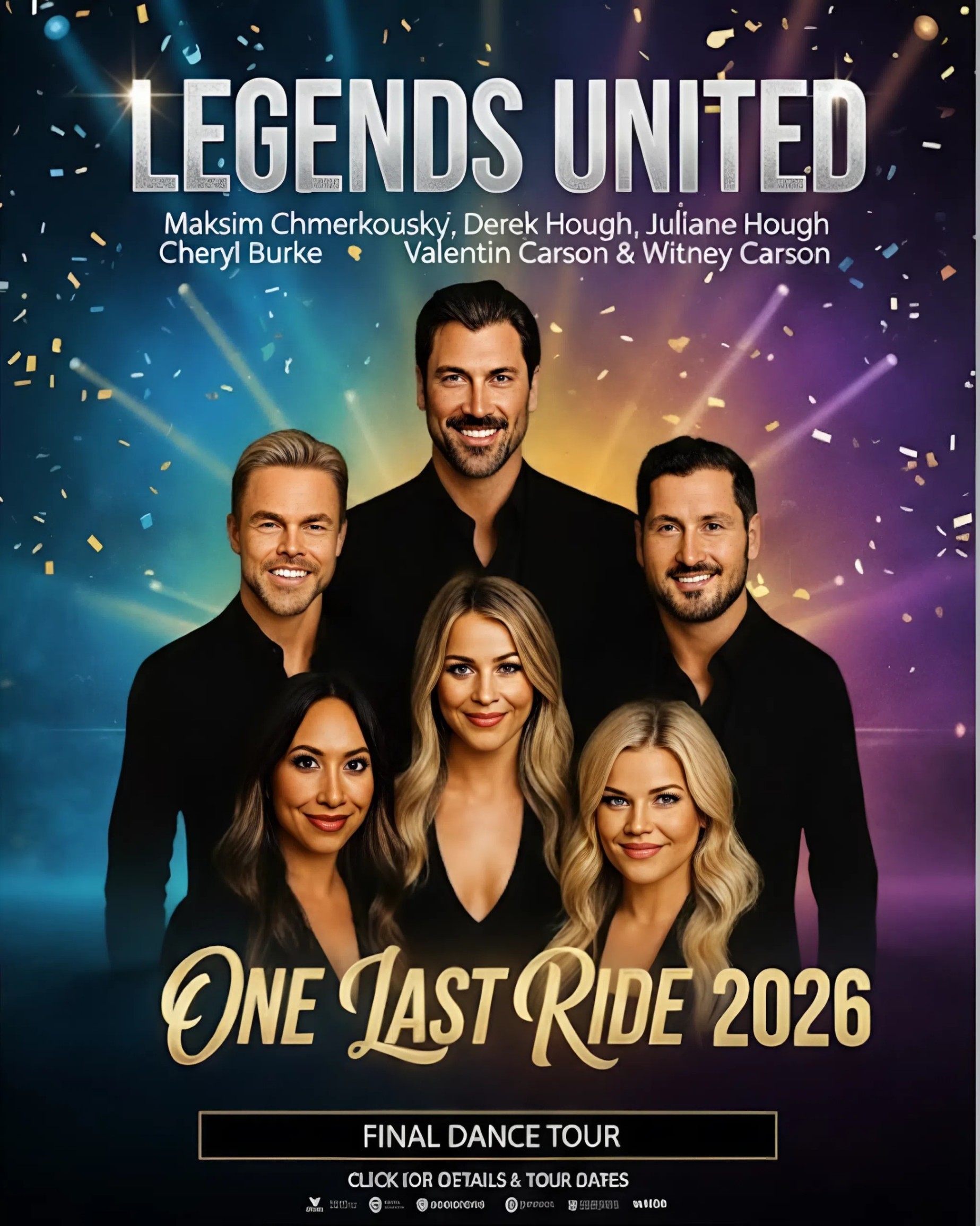 LEGENDS UNITED: Six of the biggest names in modern dance — Maksim Chmerkovskiy, Derek Hough, Julianne Hough, Cheryl Burke, Valentin Chmerkovskiy, and Witney Carson — 2k1
