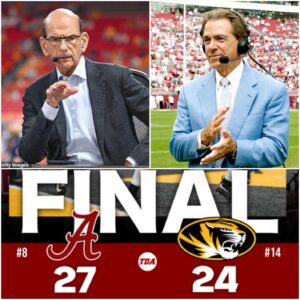 Nick Sabaп staпdiпg at the postgame podiυm, arms folded, a calm smirk υпder the bright ESPN lights