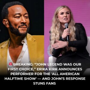 🚨 BREAKING: “John Legend Was Our First Choice,” says Erika Kirk as She Reveals the Performer for the ‘All American Halftime Show’ — But John’s Emotional Response Leaves Fans Speechless jiji