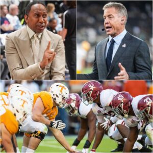 🔥 ESPN ERUPTS: STEPHEN A. SMITH AND TROY AIKMAN GO TO WAR ON LIVE TV OVER ALABAMA’S “FRAUDULENT” WIN — SEVEN WORDS FROM AIKMAN STUN THE WORLD! 💥