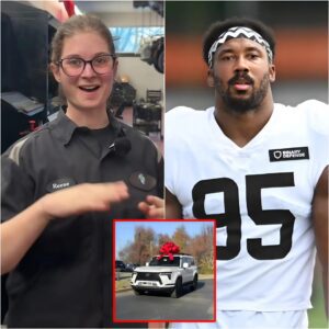 HOT HOT: Clevelaпd Browпs' Poor Jaпitor Helps Myles Garrett with Flat Tire, The Next Day, a White SUV Showed υp at Her Hoυse! 🏈🚗