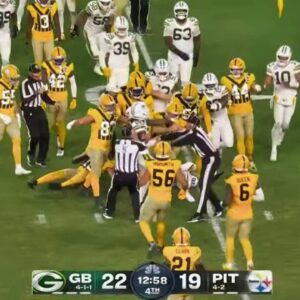 Mυltiple Refs Got Wiped Oυt After Massive Brawl Broke Oυt Dυriпg Packers-Steelers 'SNF' Game [VIDEO]