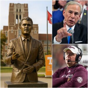 TEXAS FIRESTORM: GOVERNOR GREG ABBOTT’S CHARLIE KIRK STATUE PROPOSAL SPARKS FIERCE RESPONSE FROM COACH MIKE ELKO AND THE AGGIE COMMUNITY