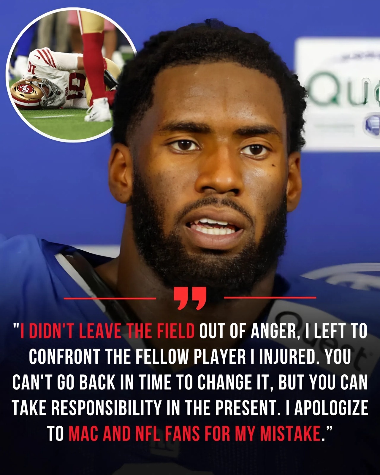 Giants LB Brian Burns skipped the post-game farewell and home-crowd tribute at MetLife Stadium, so he could rush into the 49ers’ locker room and find Mac Jones after the accidental collision that left the quarterback injured.