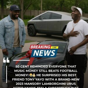 50 CENT SURPRISED HIS BEST FRIEND TONY YAYO WITH A BRAND-NEW 2023 MANSORY LAMBORGHINI URUS AFTER YAYO’S TESLA CYBERTRUCK WAS TOTALED.