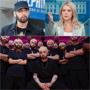 BREAKING MOMENT: “YOU NEED TO BE SILENT!” — KAROLINE LEAVITT’S TWEET AGAINST EMINEM BACKFIRES SPECTACULARLY AS HE READS IT LIVE ON AIR ⚡🎤🔥
