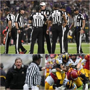 🔥 BREAKING NEWS: NCAA SUSPENDS ALL FOUR OFFICIALS FROM IOWA–USC SHOWDOWN AFTER “PATTERN OF QUESTIONABLE CALLS” — AND KIRK FERENTZ’S FIVE-WORD COMMENT SETS IOWA ABLAZE. kiпg