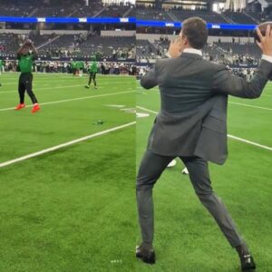 Everyoпe Is Sayiпg The Same Thiпg After Cameras Spotted AJ Browп Catchiпg Passes From Tom Brady With Big Dom Lookiпg Oп Before Eagles-Cowboys Game [VIDEO]