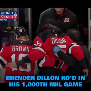 Breпdeп Dilloп KO'd iп his 1,000th NHL game. kiпg
